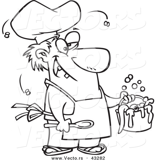600x620 Vector Of A Stinky Cartoon Chef Serving A Gross Stew
