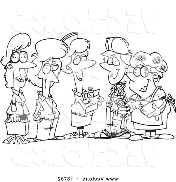 600x620 Cartoon Group Of Ladies From Different Professions Coloring Pages