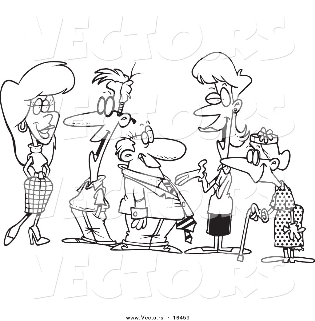 1024x1044 Vector Of A Cartoon Group Of People Socializing