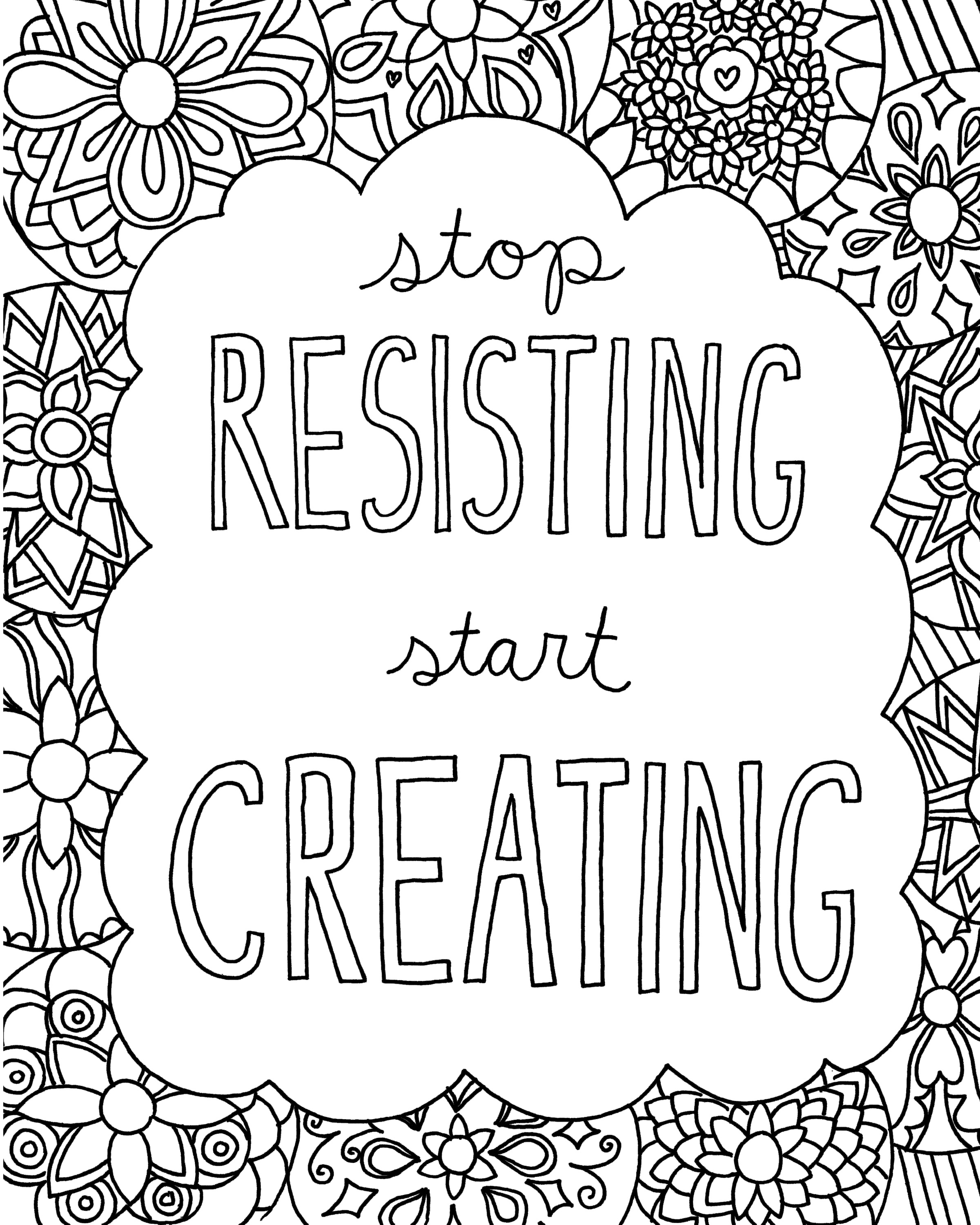 2400x3000 Free Printable Quote Coloring Pages For Grown Ups