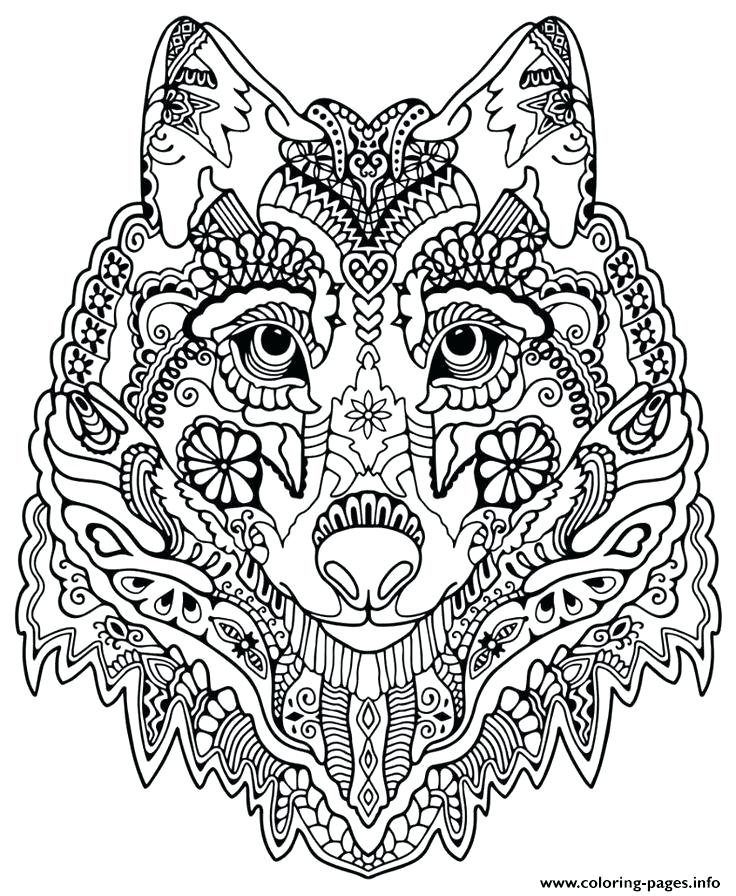 736x896 Mandala Printable Coloring Pages Wolf Coloring Pages For Adults