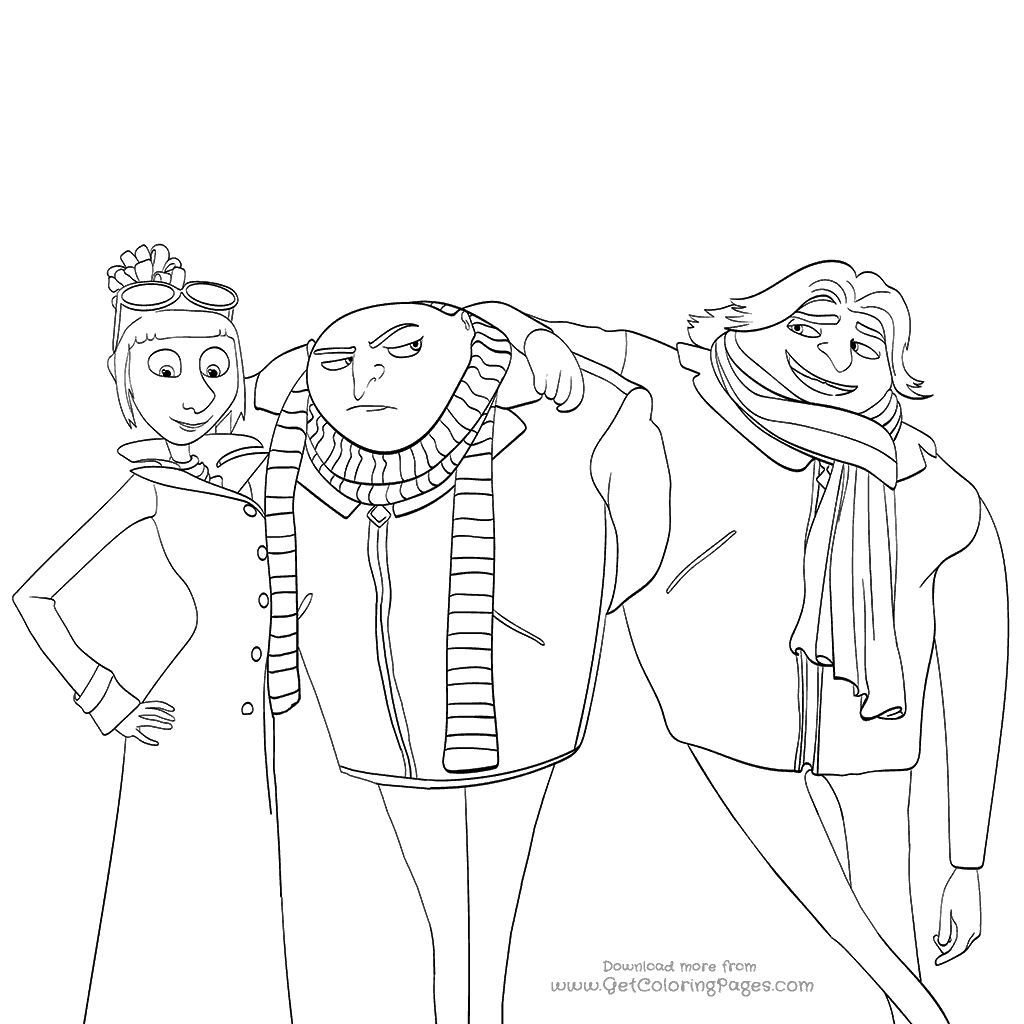 1024x1024 Despicable Me 2017 Movie Coloring Pages Lucy And Twins Gru And Dru