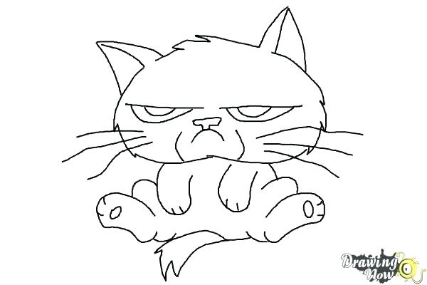 600x400 Cat Face Coloring Page Grumpy Cat Coloring Pages Pin Drawn Grumpy