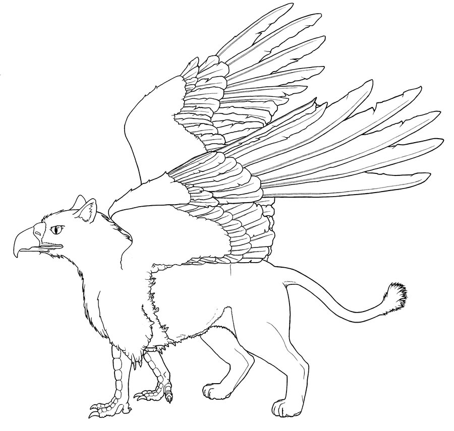 900x855 Fantastic Griffin Coloring Pages Ornament