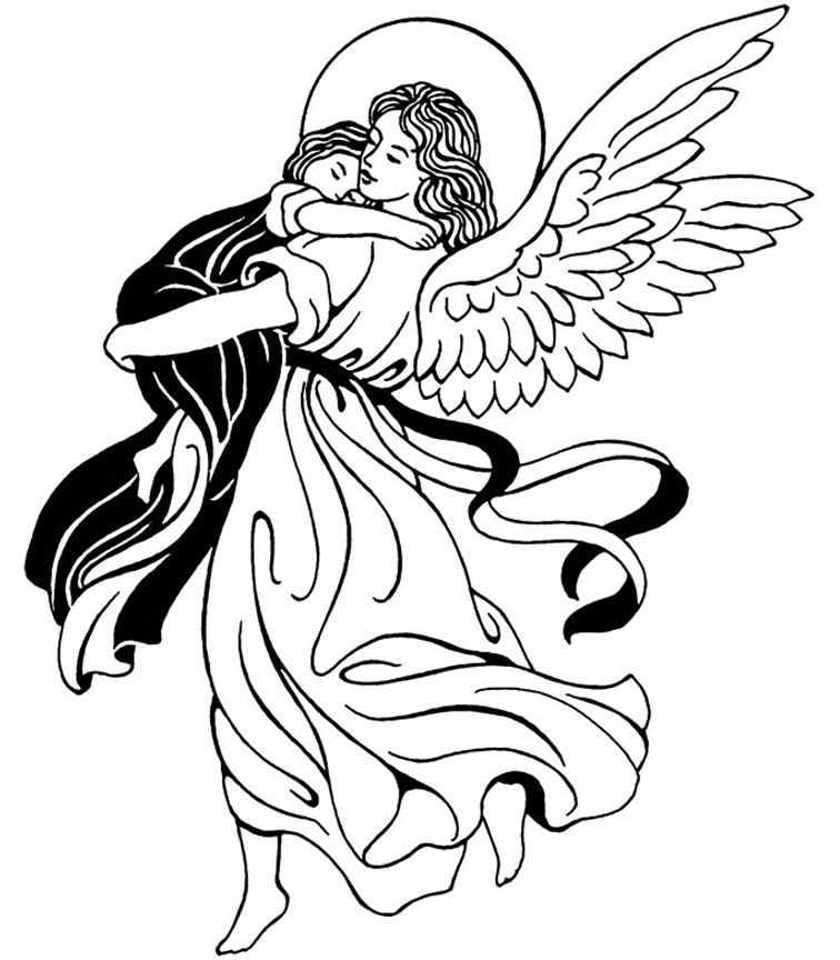 756x864 Guardian Angel Catholic Coloring Page. Feast Of The Guardian