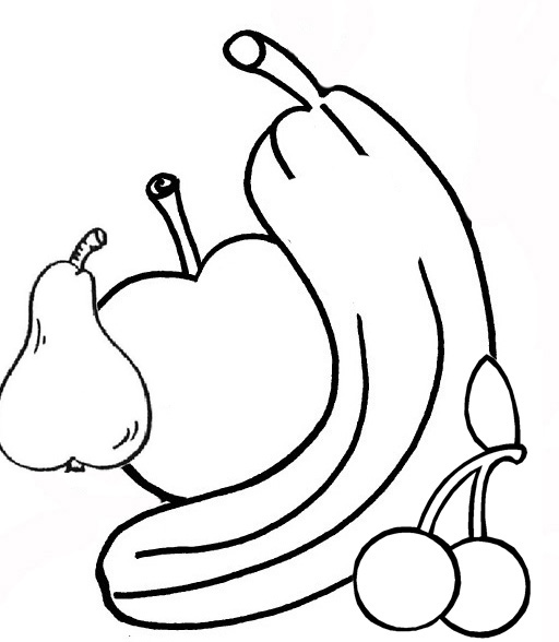 512x588 Coloring Pages Of Apples, Bananas, Cherries And Guavas Learn