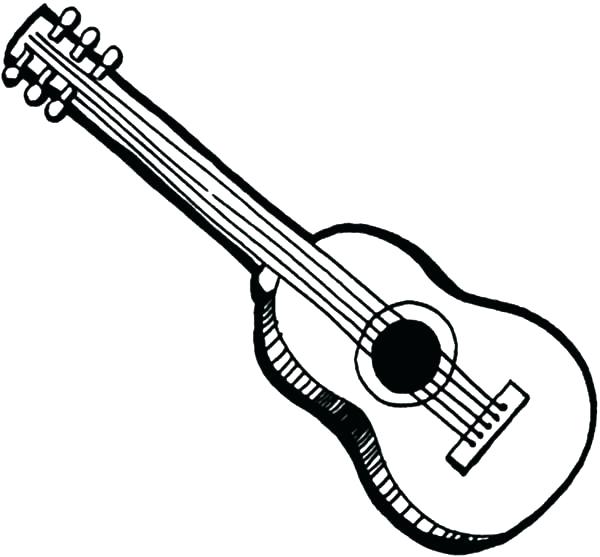 600x557 Guitar Coloring Pages Acoustic Free For Kids In Plan 13