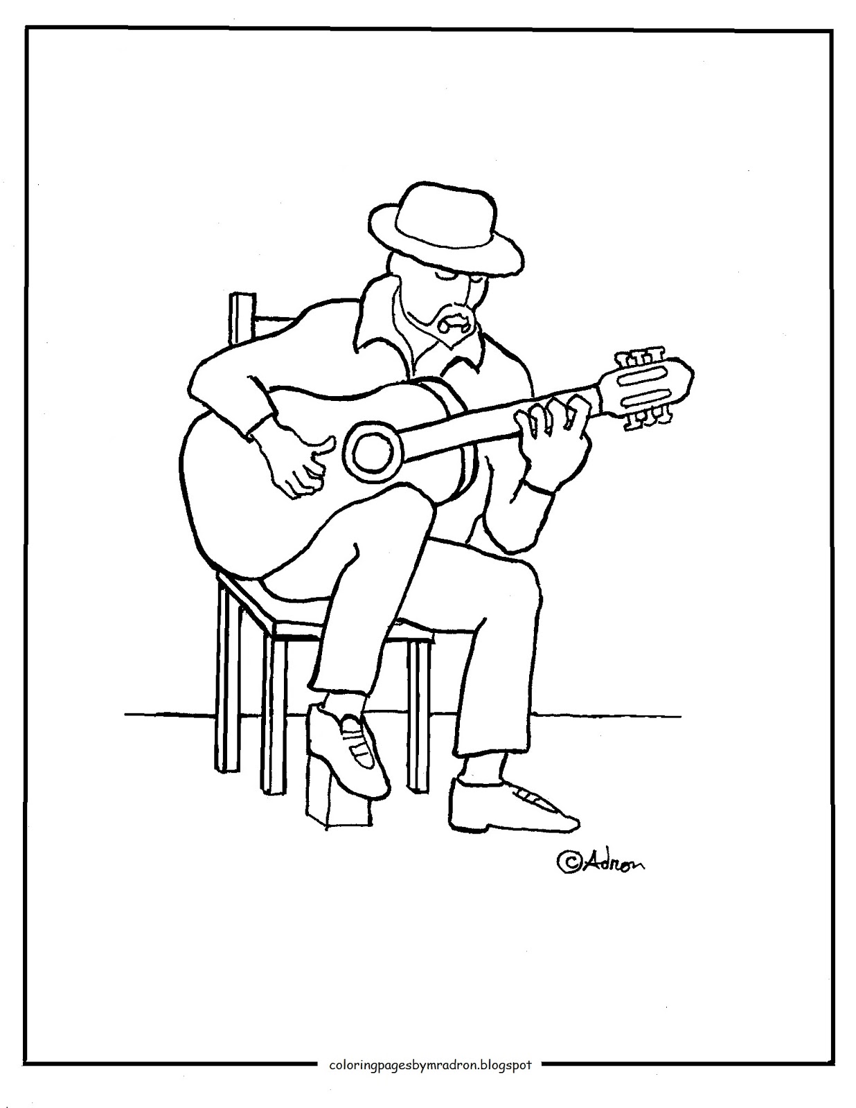 1236x1600 Liberal Guitar Player Coloring Page Pages For Kids By Mr Adron