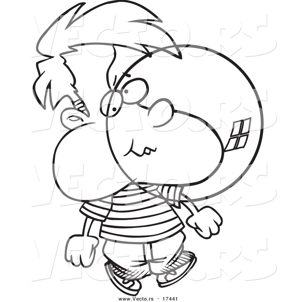 1024x1044 Vector Of A Cartoon Boy Blowing Bubble Gum Coloring Page Outline