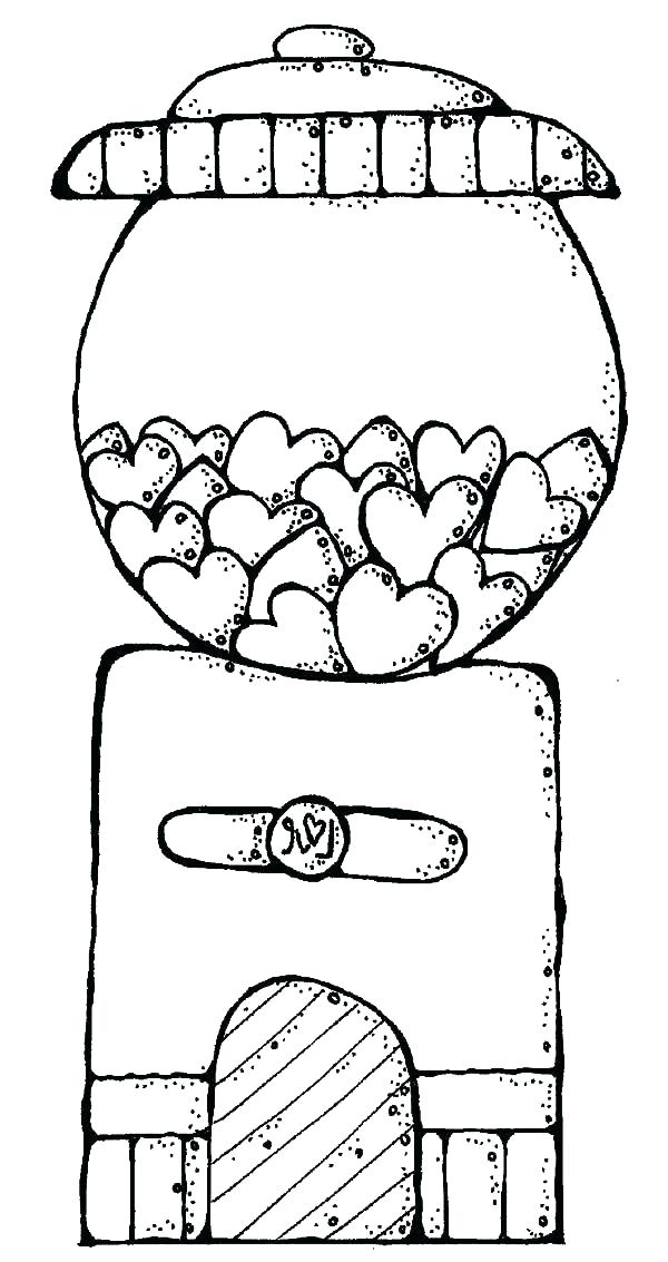 600x1133 Bubble Gum Machine Coloring Page Bubblegum Coloring Pages