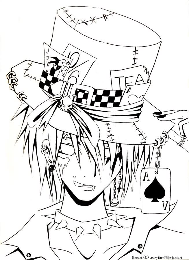 654x900 Mad Hatter Coloring Pages Anime Guy Coloring Pages The Mad Hatter
