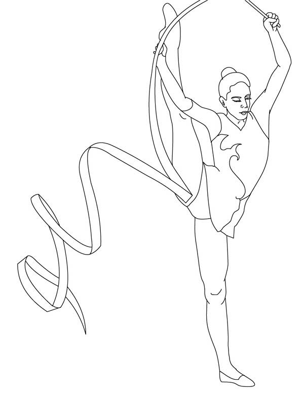 600x775 Ribbon Individual All Around Rhythmic In Gymnastic Coloring Page