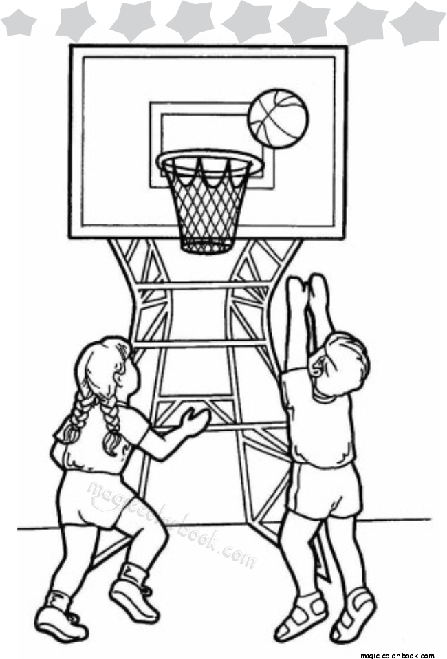 650x958 Two Kids Playing Basketball In School Gym Coloring Page.png (650