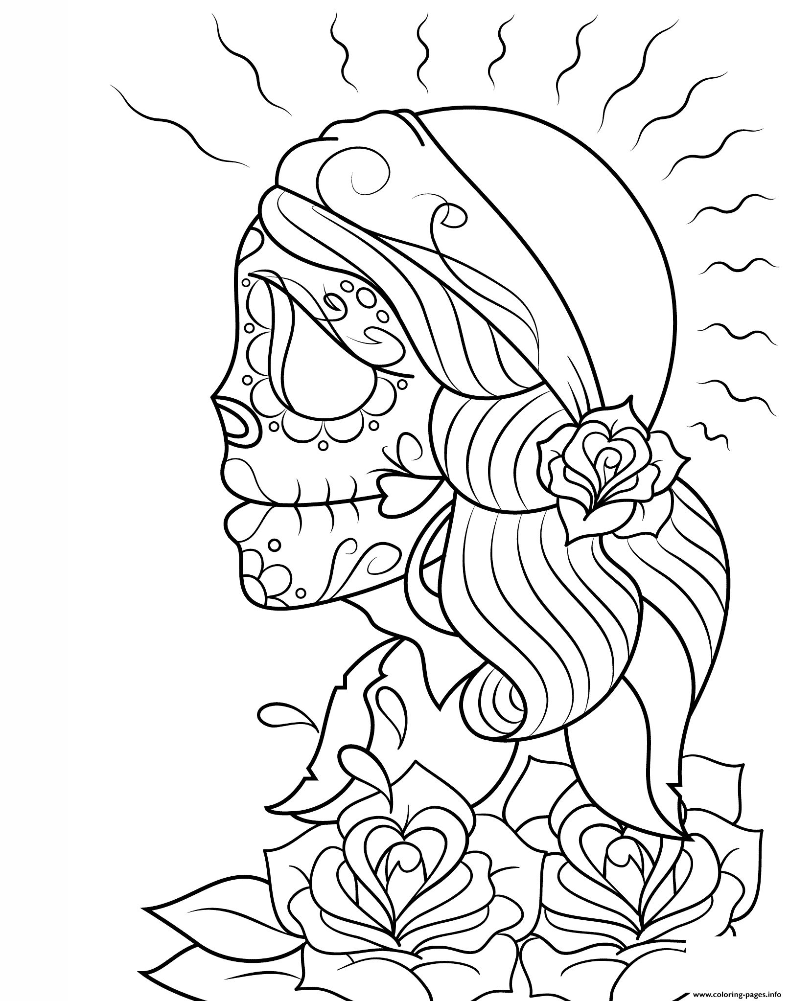 1612x2046 Day Of The Dead Gypsy By Asatorarise Calavera Coloring Pages Printable