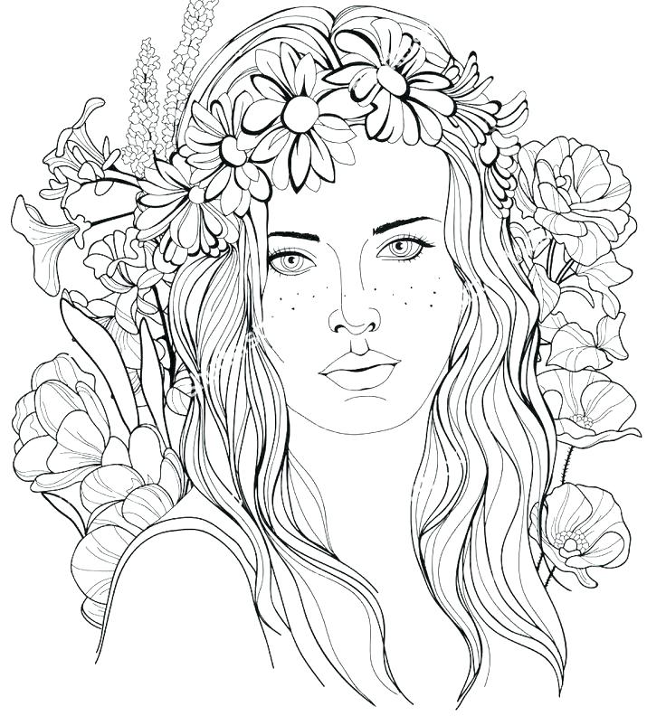 736x792 Coloring Pages Hair Gorgeous Braided Hairstyle Long Hair Stock