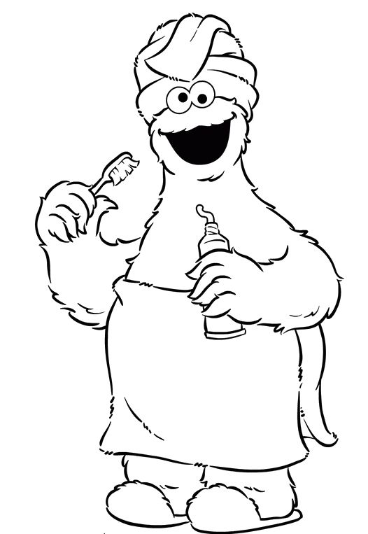 526x763 Cookie Monster Brushing My Teeth Coloring Pages Peter's 1st Bday