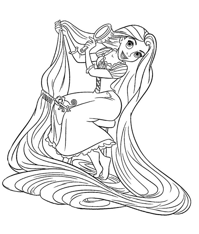 681x800 Rapunzel Brushing Her Hair Coloring Pages