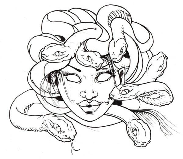 600x521 Awesome Medusa Snake Hair Coloring Page