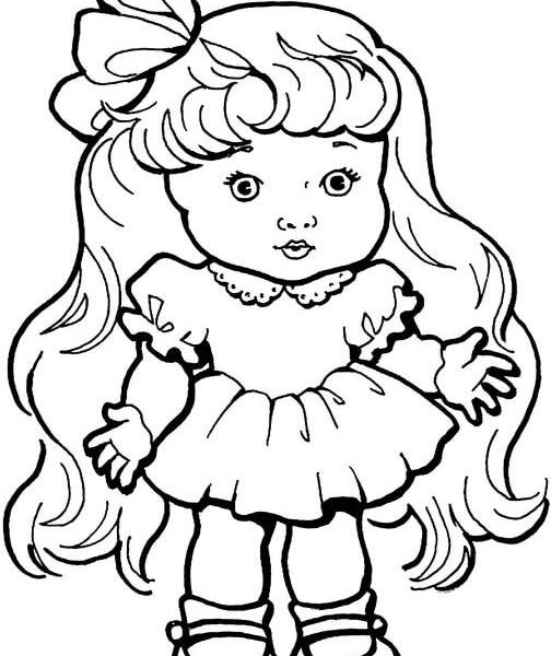 504x600 Baby Girl Colouring Pages Ba Girl Doll With Long Hair Coloring