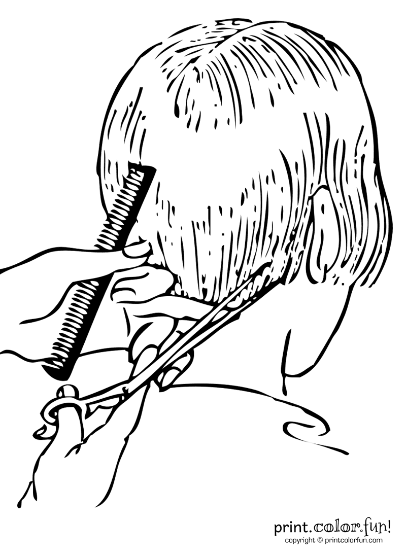 800x1100 Getting A Haircut Coloring Page