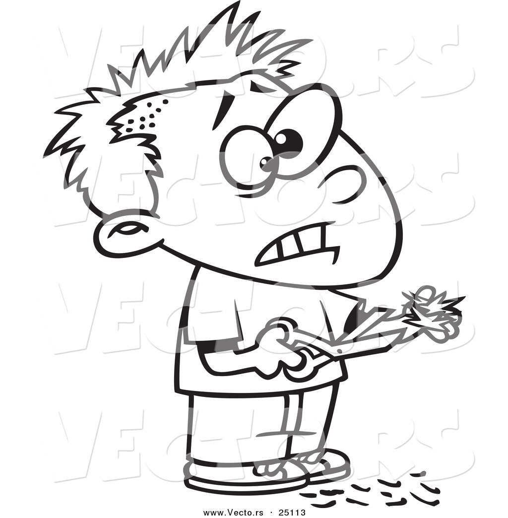 1024x1044 Vector Of A Cartoon Boy Cutting His Own Hair