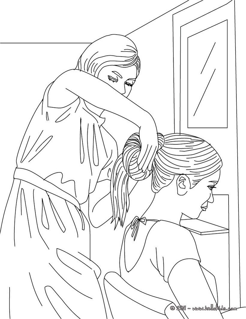 820x1060 Girl Having Her Hair Done By A Hairdresser Coloring Pages