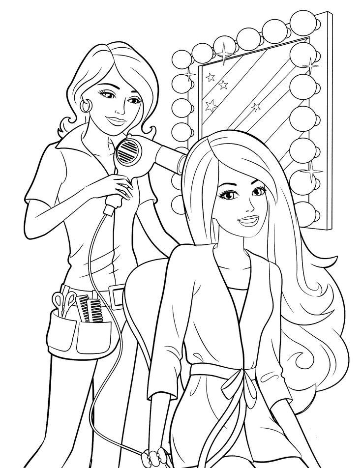 736x952 Hairdresser Working Free Coloring Page Kids Coloring Pages