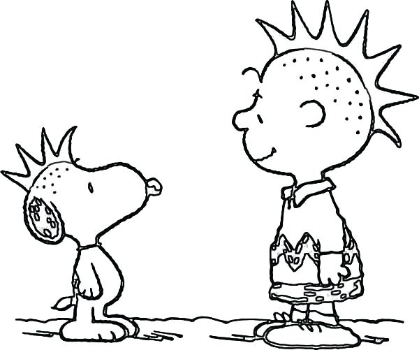 600x501 Coloring Pages Hair Snoopy And Charlie Brown Punk Rock Hair Style