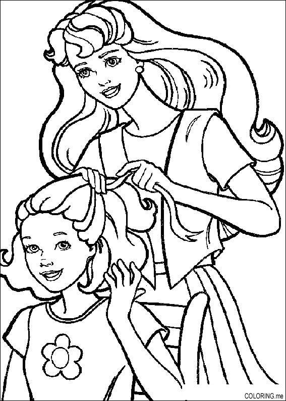 567x794 Coloring Page Barbie Hairdressing