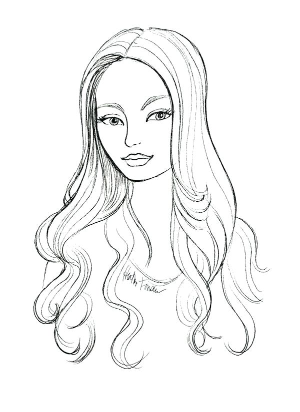 600x825 Hairstyle With Braid Coloring Page Coloringcrew Com Pages
