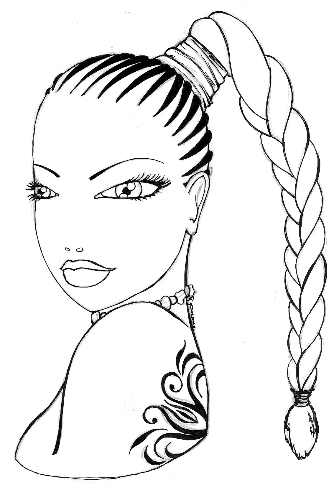 1116x1662 Jelissa Goes For A Classic Single Braid. Coloring Pages