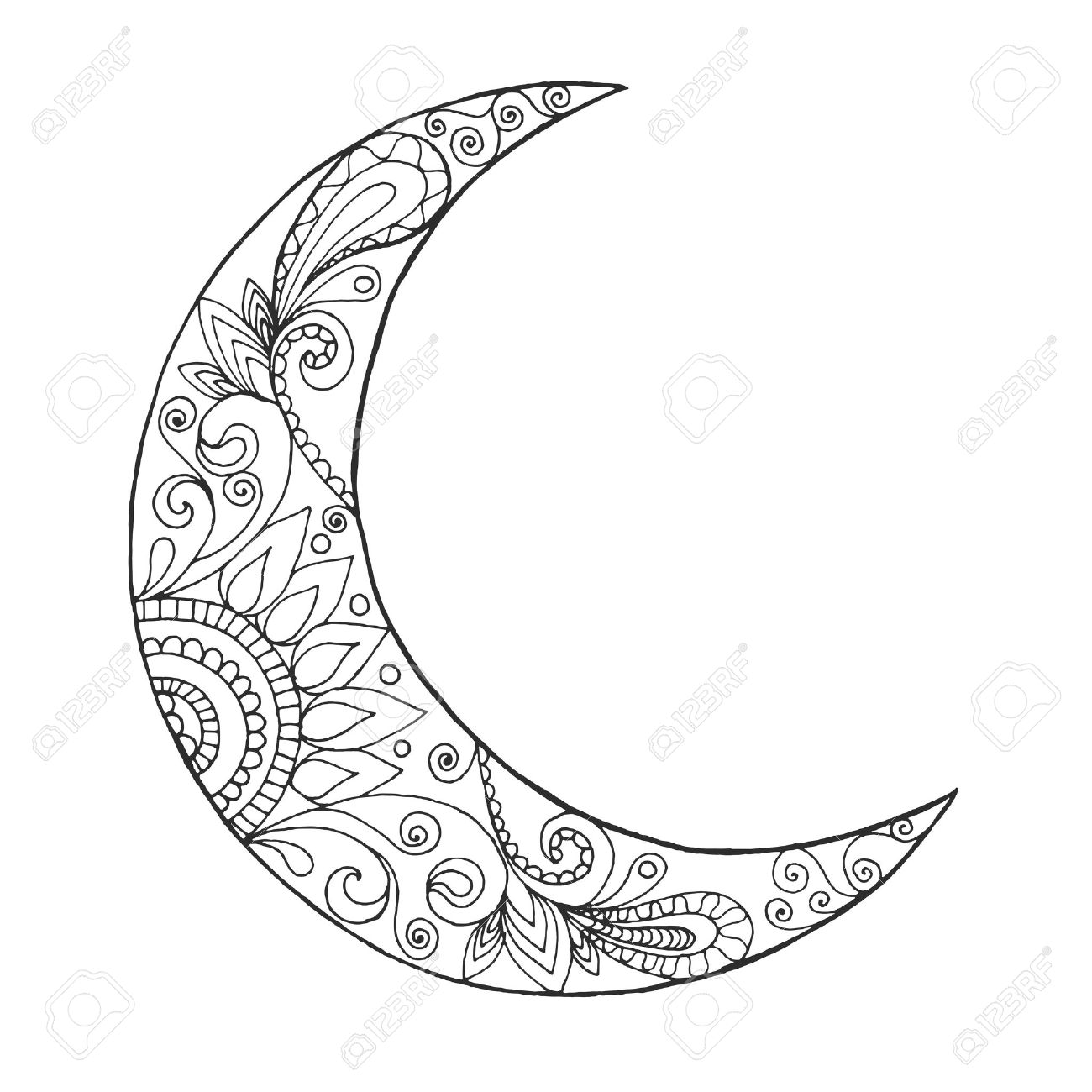 1300x1300 Half Moon Coloring Pages