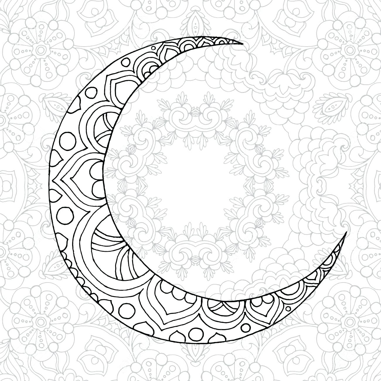 1300x1300 Sizable Half Moon Coloring Pages Page Ramadan