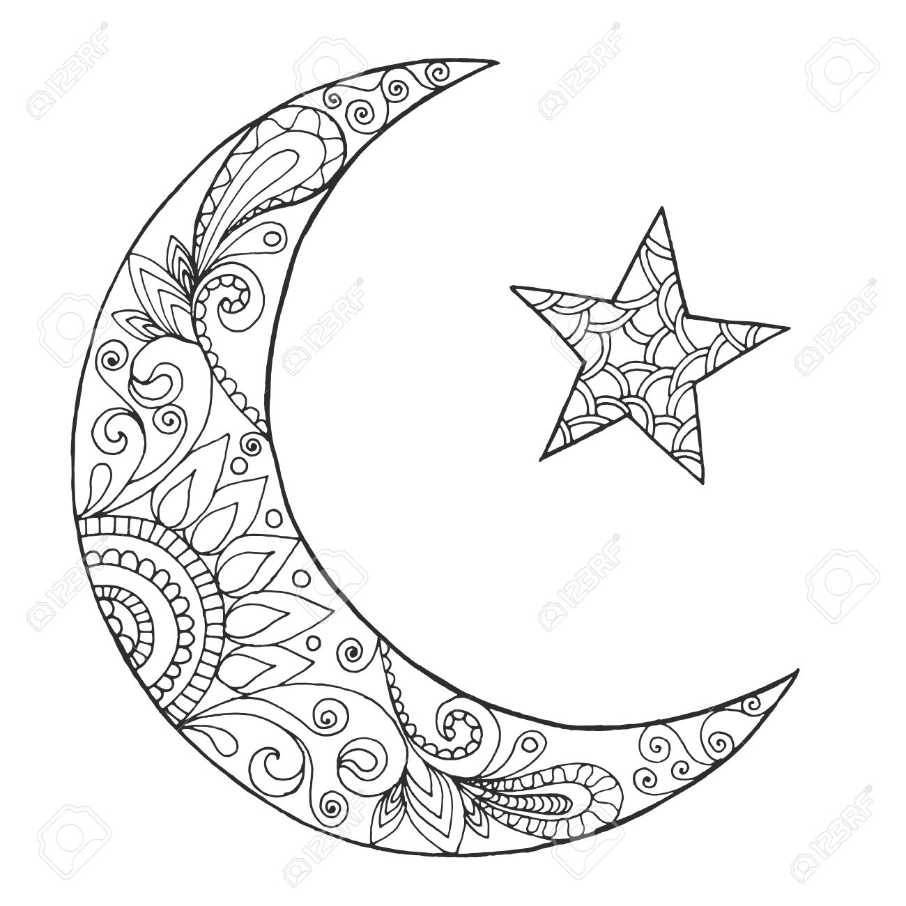 1300x1300 Weird Half Moon Coloring Page Ramadan Kareem G