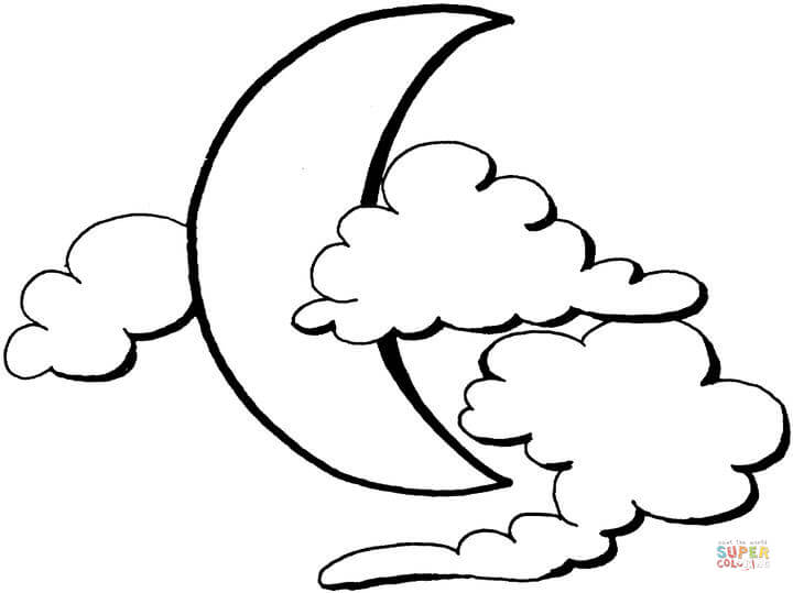 720x539 Crescent Moon Coloring Page