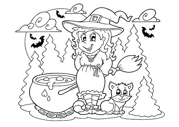 736x525 Coloring Pages For Kids Disney Cat Free Halloween Black Printable