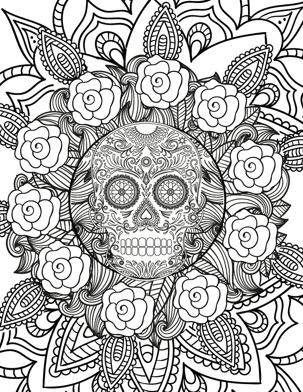 612x792 Free Spooky Halloween Adult Coloring Page