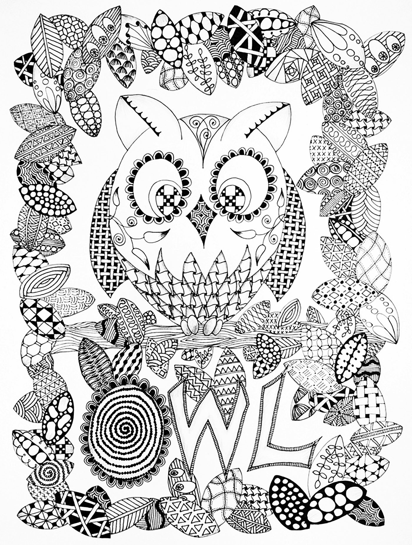 1400x1853 Halloween Zentangle Owl
