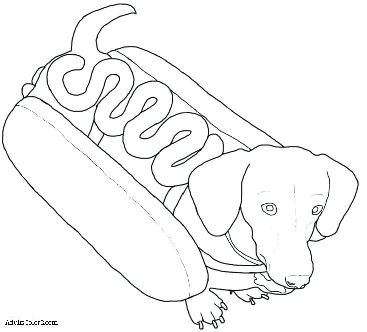 732x663 Halloween Dog Coloring Page Dachshund In A Hot Dog Suit Halloween