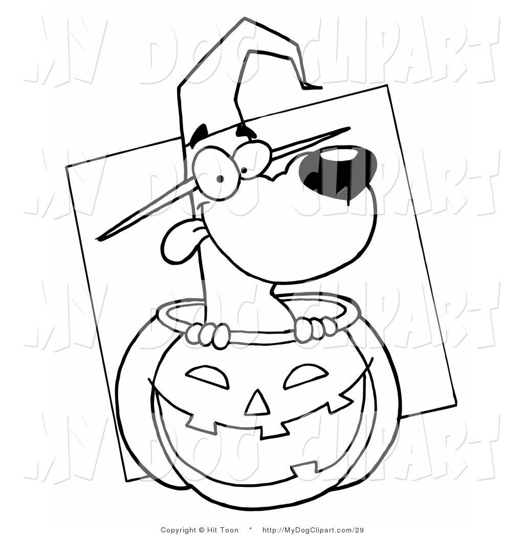 1024x1044 Clip Art Of A Coloring Page Of A Halloween Witch Dog In Pumpkin By