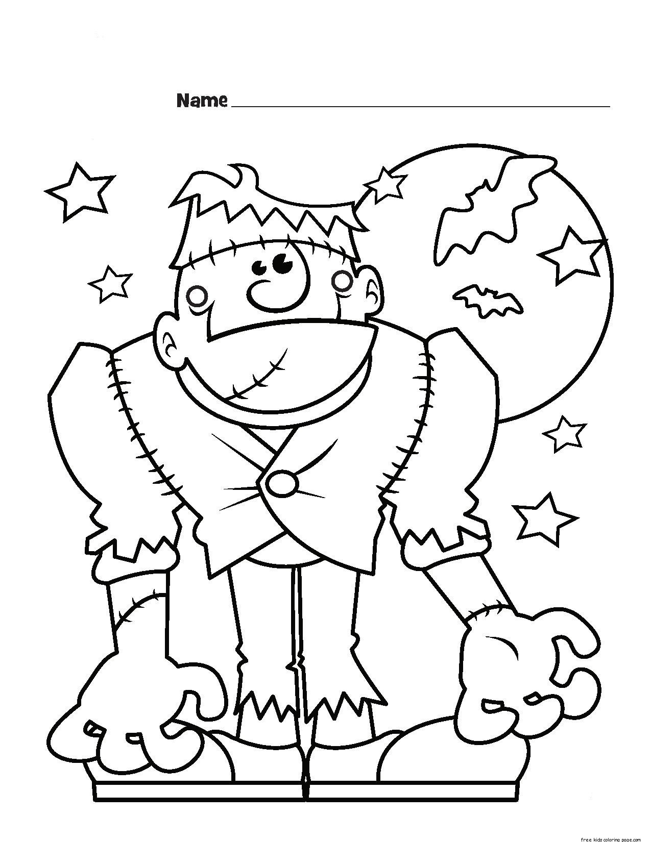 1275x1650 Halloween Frankenstein Coloring Pages Printable For Kids 2018