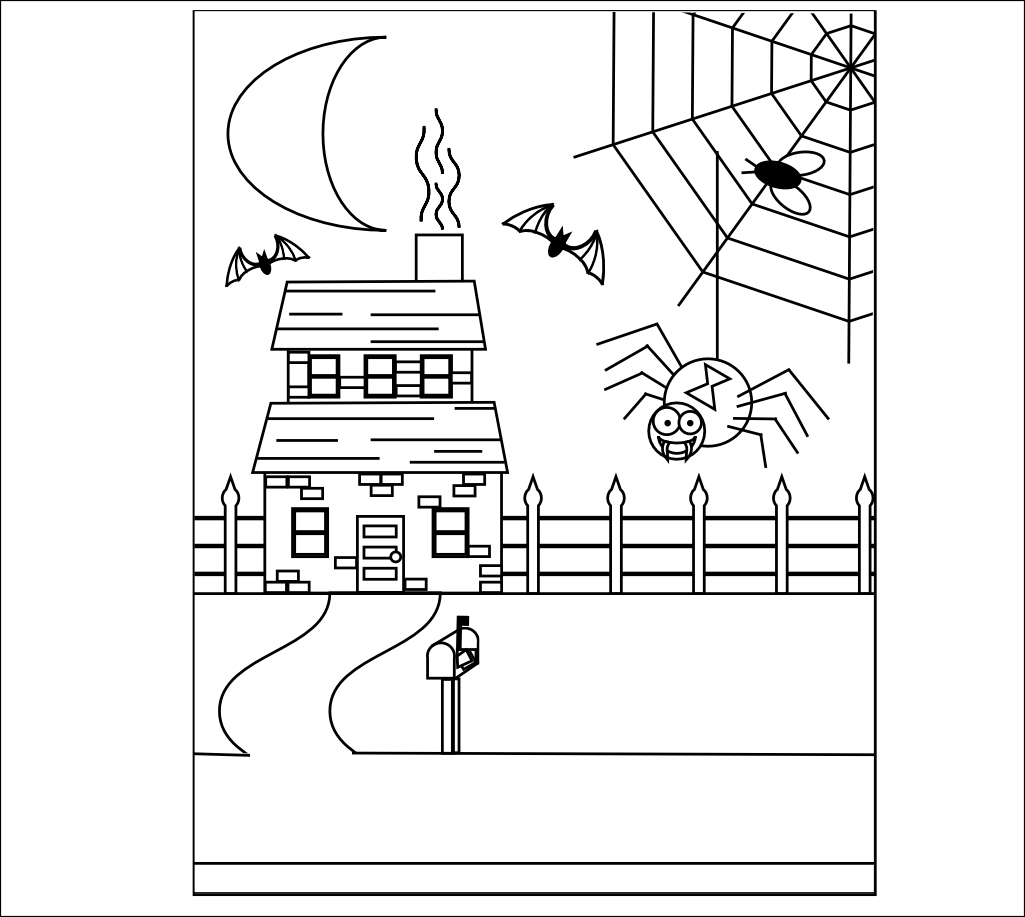 Halloween Haunted House Coloring Pages