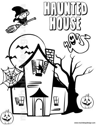 325x420 Haunted House Printable Halloween Kids Coloring Page Fall