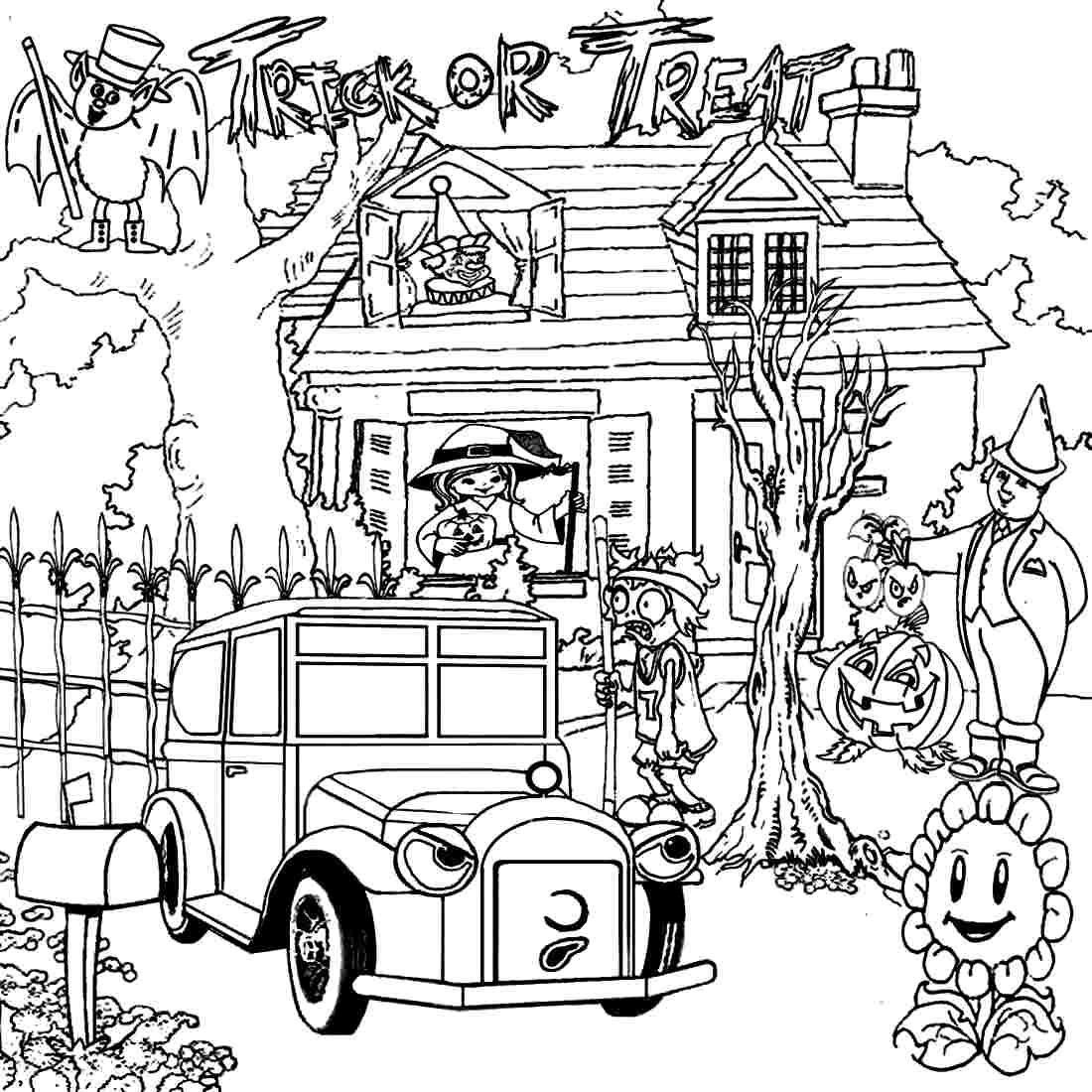1100x1100 Haunted House Coloring Pages To Print
