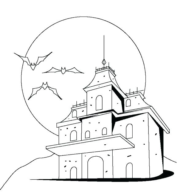 580x638 Haunted Mansion Coloring Pages Haunted House Coloring Page