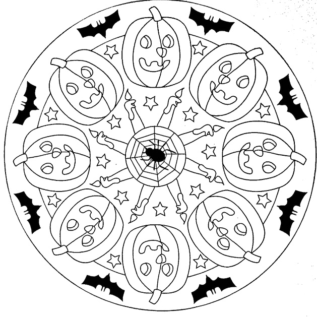 629x629 Halloween Mandala Coloring Pages Clown Theme Activities