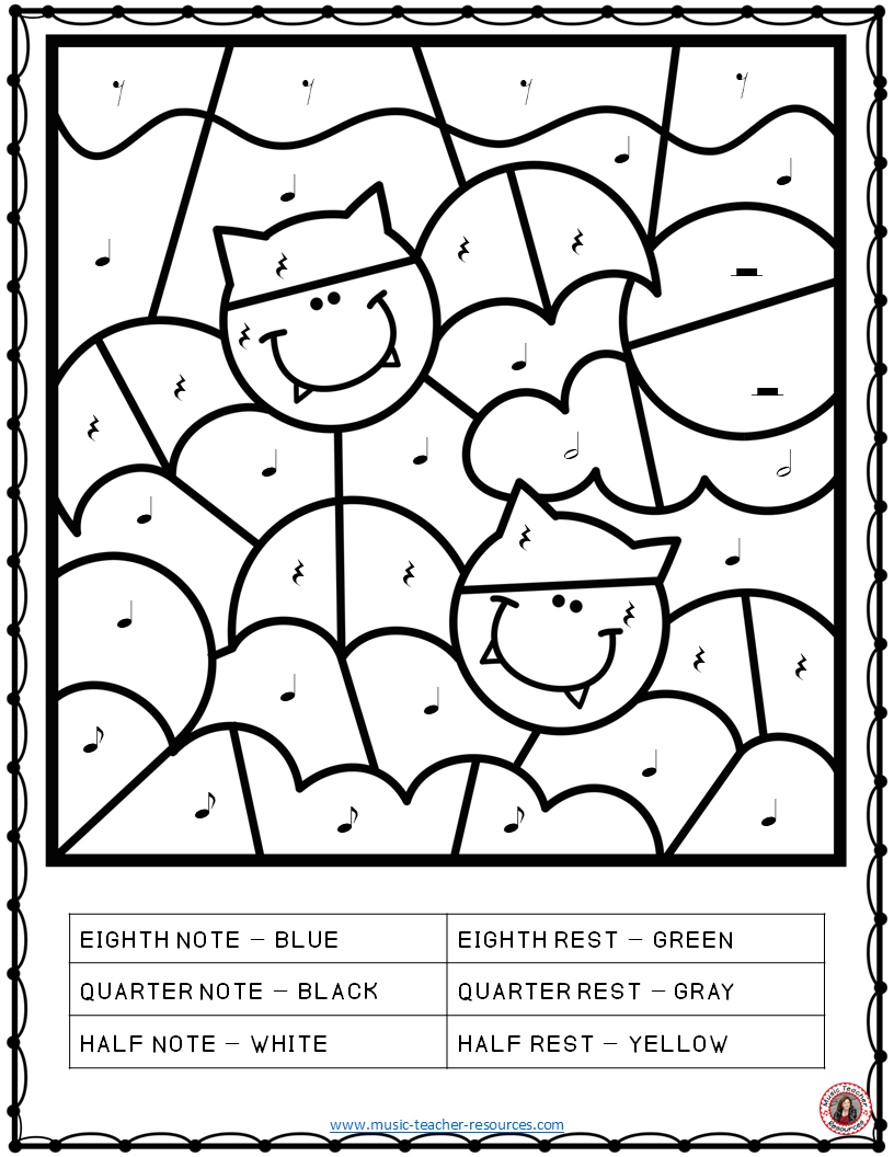 816x1056 Halloween Color By Music Note 26 Halloween Music Coloring Sheets