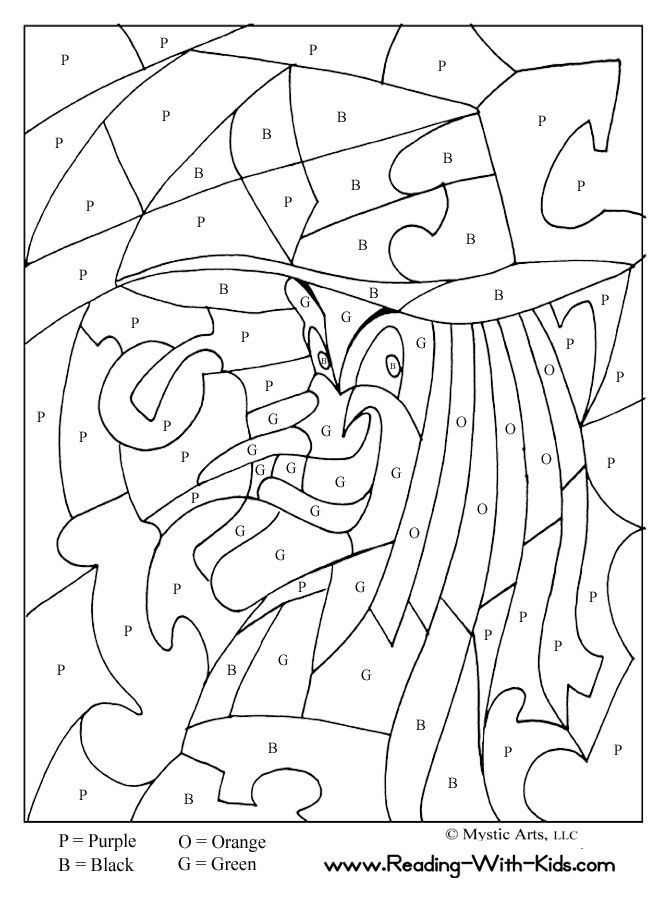 670x922 Halloween Color By Letter Witch Coloring Page (And Dragon Coloring