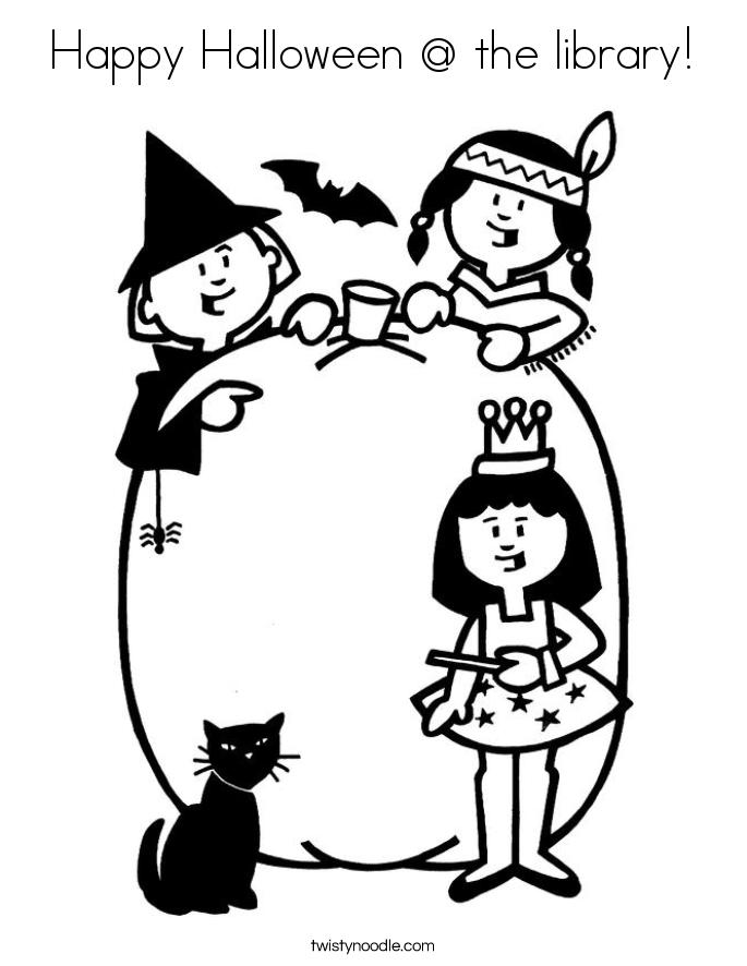 685x886 Happy Halloween @ The Library Coloring Page