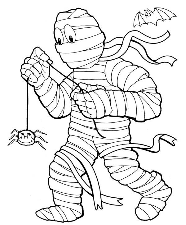 600x724 Mummy Holding Spider Coloring Page Embroidery